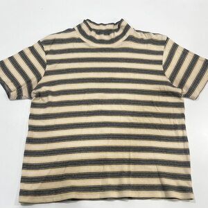 Vintage - Villager Sport - Liz Claiborne Striped Short Sleeve Mock Neck Top, Med